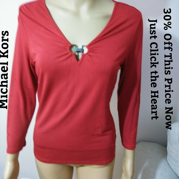 Michael Kors Tops - Michael Kors Red V Neck Tunic Sz PS